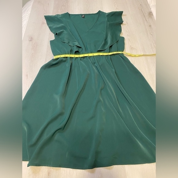 Shein Curve Ruffle Front Sleeveless Dress, Size 0X, Green - Picture 5 of 9